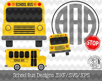 School Bus Design Set Files .DXF/.SVG/.EPS Files for use with your Silhouette Studio Software