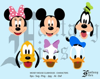 Mickey Mouse cluphouse character faces, Vector. svg/png/jpg/eps/ai/dxf