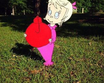 Cindy Lou Who Yard Sign / Christmas Decorations / Whoville Yard Art / Grinch Yard Art / Christmas Yard Art / Custom Wood / Hand Painted Sign