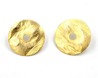 Earrings, yellow gold, nickel free, disc earrings gold, hangemachter jewelry