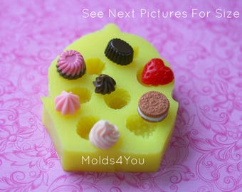 Cupcake Mold Miniature Sweets Mold Tiny Fake Food Dollhouse Food Mold Frosting Strawberry Heart Chocolate Resin Polymer Clay Molds