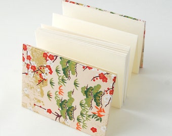 IDOLBOOK Handmade, Traditional book with beautiful pattern for calligraphy, Folding binding, Peach Blossom and Lucky Sakura