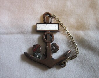 Vintage Comical Good Luck Ship 's Anchor Necklace Pendant