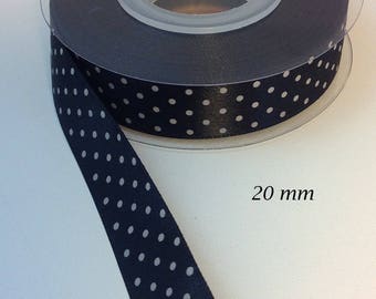 20 mm black shiny dots satin ribbon
