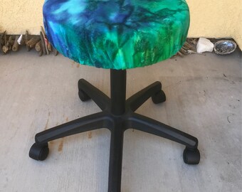 Stool cover, massage, ocean, tye dye, office chair, therapist, mermaid, dreamcatcher, blue, green, mystical, magical, moon, purple, stars