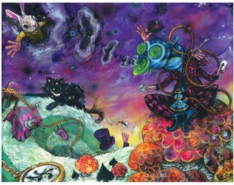 Wonderland Art - Alice in Wonderland Poster Art - Surreal Art - Mixed Media Art - "Wonderland" by Black Ink Art