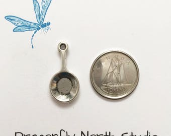 Frying pan charm - silver frying pan charm - antiqued silver tone charm