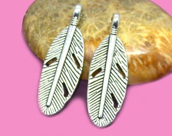 30x09mm silver feather charm