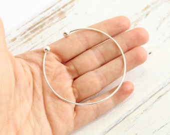 925 Sterling Silver Open Bangle Bracelet with Twist Off Ball -- 1 Piece - HBSCA706