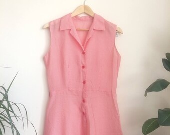 1950s Red & White Gingham Dress Organza UK 12