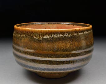 Handmade Matcha Chawan Teabowl Tea Ceremony Glazed with Carbon Trap Shino over Iron Slip