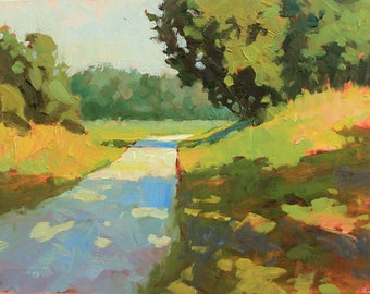 Sunlit Road — Original Small Oil Painting