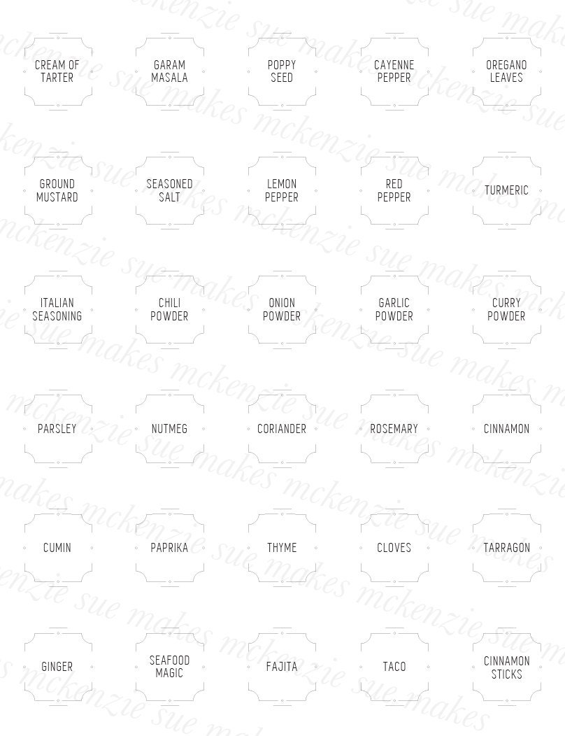 Free spice labels download