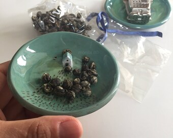 ceramic saucer with mini home