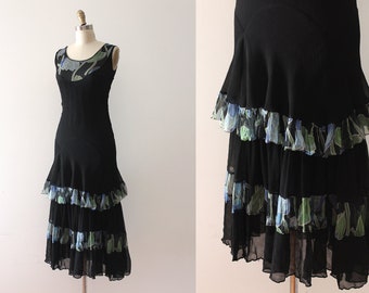 vintage 1930s dress // early 30s silk & floral print dress