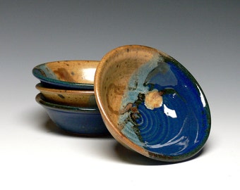 Yogurt Bowls, Hand Thrown Ice Cream Bowls - Set of 4, Pottery Prep Bowls, Stoneware Dip Bowls