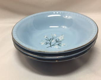 Homer Laughlin Kraft Blue Bittersweet Berry Bowls - set of 3