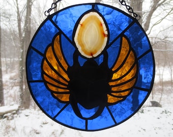 Scarab Egyptian Spiritual Stained Glass Suncatcher