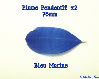 Feather pendant 75 mm colors: Navy blue x 2