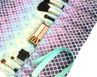 Makeup brush roll - Makeup brush organizer - Makeup brush holder - Brush roll - Brush holder - Personalized bridesmaids gift