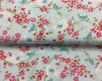 free spirit sugar hill birds in blue by the Half Metre