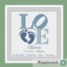 cross stitch baby birth sampler, birth announcement, LOVE, baby feet, baby boy, DIY customizable pattern** instant download**