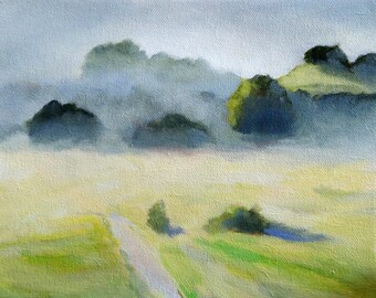 Foggy Hills California Landscape Painting Print of Original Painting 8.5x11
