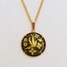Vintage Damascene pendant with bird and flowers, small round Damascene pendant