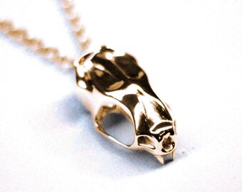18k Gold Skull Necklace - Large Pendant
