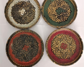 Italian Florentine coasters from the 70's vintage