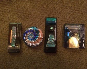 Four Hand Blown Formed Glass Pendant Lot