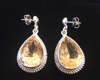 Fine Silver & Citrine Earrings
