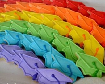 Mini Graduation Cap Sugar Cookies, bite sized graduation cookies (2 dozen)