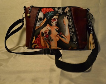 Leather with Alexander Henry Fabric