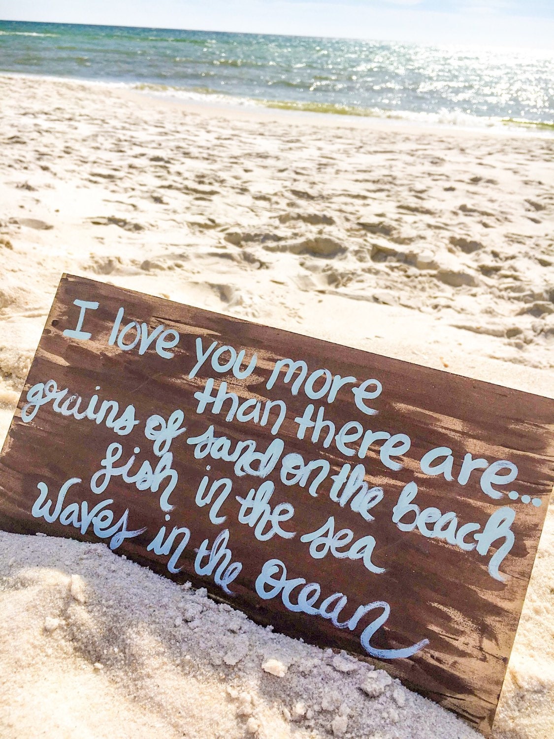 Romantic Beach  Quote  Sign I Love  You More Sign Beach  Wall