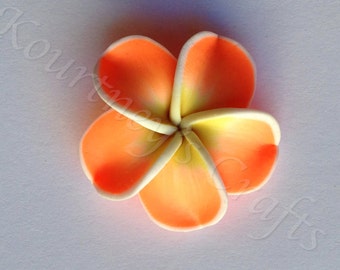 Handmade Polymer Clay Flower set of 10, size 34mm, thickness 11mm, hole 1mm