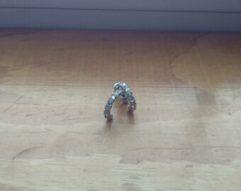 Rhinestone J hoop, pierced earrings