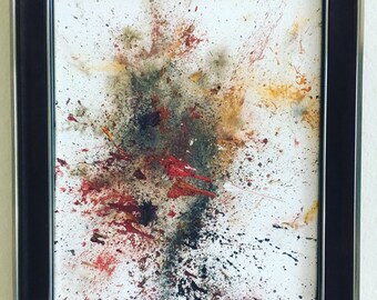 Self portrait of a mind- original explosionism painting made with fireworks