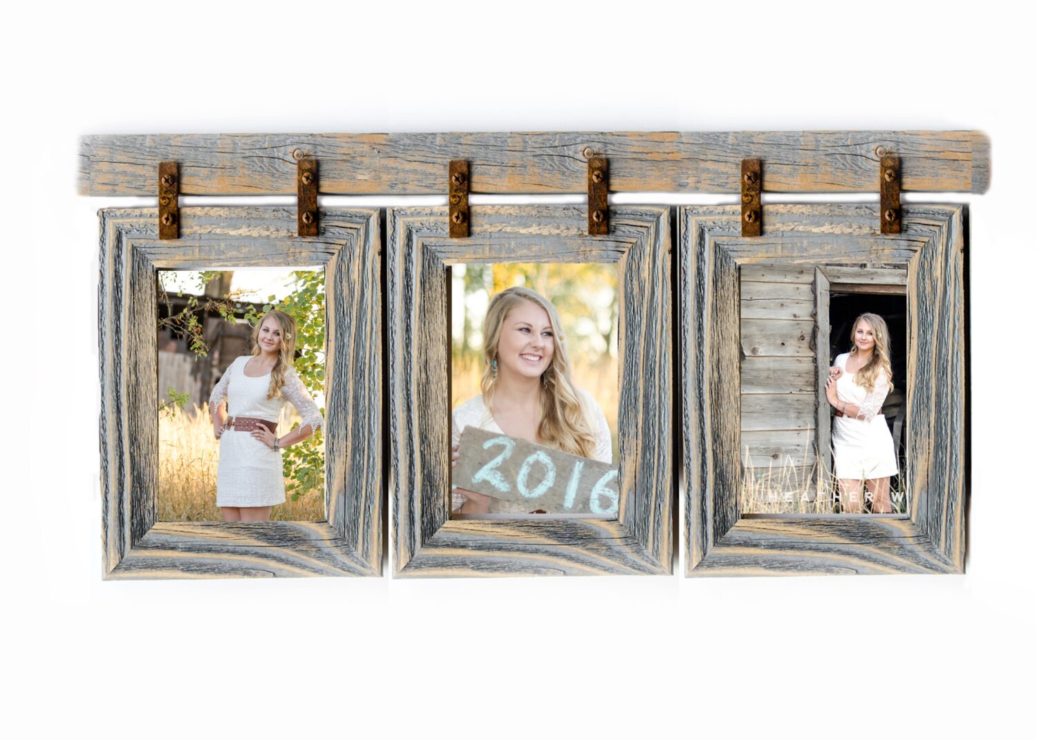2 barnwood collage frame 3 8x10 multi opening 3 picture collage