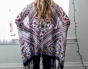 Boho fringe kimono cardigan