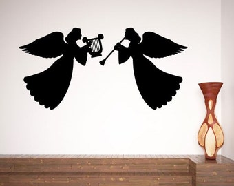 Angels Christmas Wall Decal - Vinyl Decal Christmas Symbols ST002