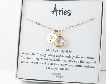Aries Zodiac Gold Necklace, Aries April Necklace, April Birthday Jewelry, Zodiac Necklace, Astrology Gold Necklace