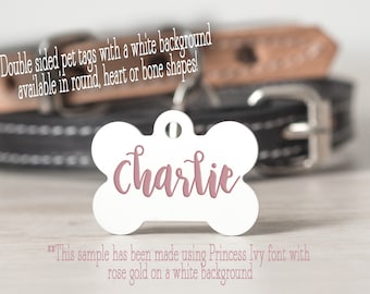 Rose Gold Pet ID - Custom Pet ID Tag - Personalized Dog Tag - Custom Cat Tag - Pet Tag - Double Sided - Pet Name Tag - Pet Gifts - Puppy