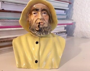 Fisherman Terrastone Figure Vintage 1950s Made in Portugal