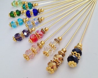 Crystal hijab pins/hat pins, scarf pins, brooches.