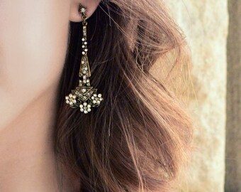 Art Deco Earrings, Gatsby Earrings, Statement Earrings, Long Earrings, Chandelier Earrings, Art Deco Jewelry, Vintage Earrings E1204