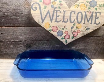 1980's Vintage Cobalt BLUE Pyrex Glass Originals 2 quart, 11”x 7” and 1.5 inches deep , Glass Baking Dish,