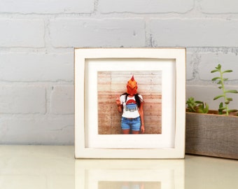 7x7" Square Picture Frame in Deep Flat Style with Vintage White Finish - IN STOCK Same Day Shipping - 7x7 Photo Frame White