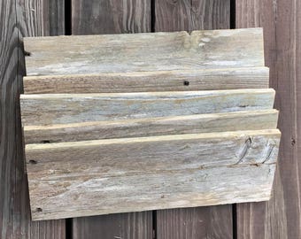LOT of 5 - 16" x 5-1/4" Weathered Wood Boards, Reclaimed Fence Wood Planks, Wide Weathered Wood, Rustic Wood Signs