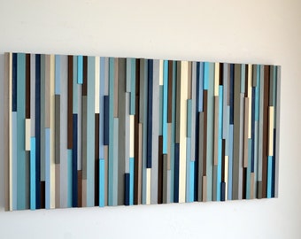 Wood Sculpture Wall Art - Lines - 24 x 48